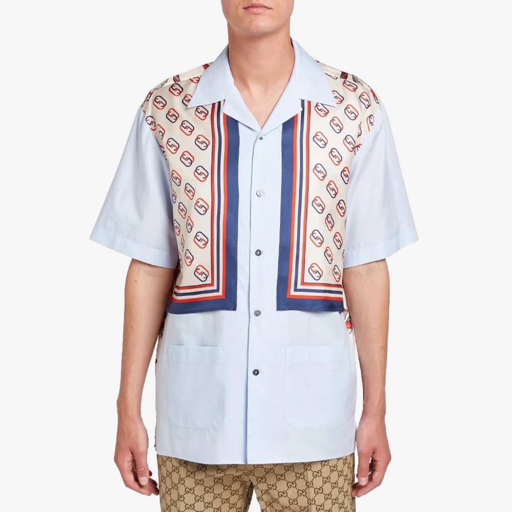 GUCCI PATCH POCKET BOWLING SHIRT LIGHT BLUE - Picture 14 of 16